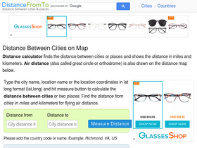 'distancefromto.net' screenshot
