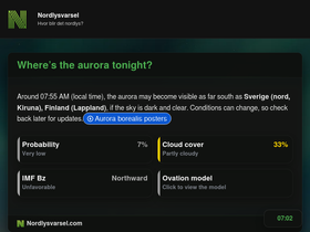 'nordlysvarsel.com' screenshot