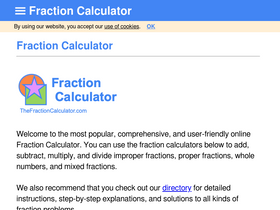 'thefractioncalculator.com' screenshot