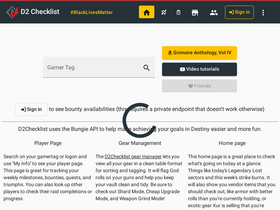 'd2checklist.com' screenshot