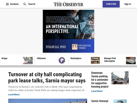 'theobserver.ca' screenshot