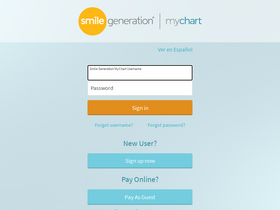 'smilegenerationmychart.com' screenshot