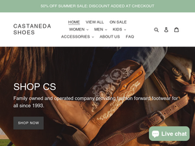 castanedashoes.com homepage screenshot