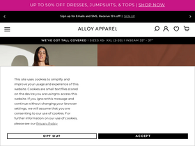 'alloyapparel.com' screenshot