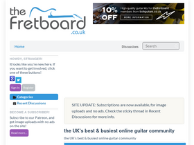 'thefretboard.co.uk' screenshot