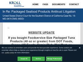 'packagedseafoodantitrustcfpclass.com' screenshot