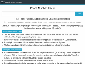 'tracephonenumber.in' screenshot