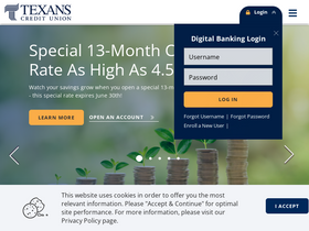 'texanscu.org' screenshot