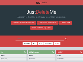 Screenshot of justdeleteme.xyz