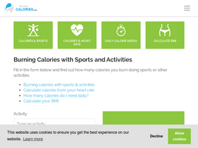 'burned-calories.com' screenshot