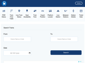 'indiantrain.in' screenshot