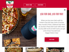 'aureliospizza.com' screenshot