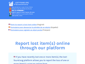 'lost-found.org' screenshot