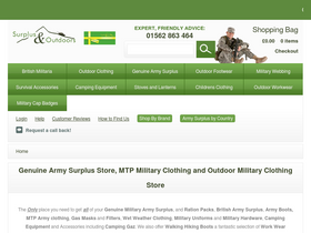 'surplusandoutdoors.com' screenshot
