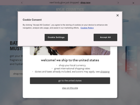 Kylie Cosmetics website screenshot