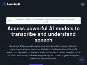 AssemblyAI - Transcribe and understand audio with AI models: ASR, NLP, Speech-to-Text.