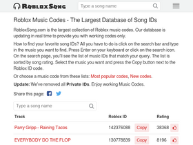 Roblox music codes - The Largest Database of Song IDs