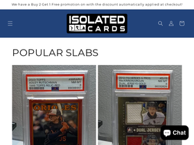 isolatedcards.com homepage screenshot