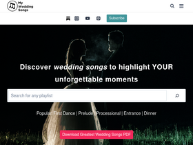 'myweddingsongs.com' screenshot