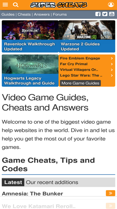Super Cheats - Game Cheats, Codes, Help and Walkthroughs
