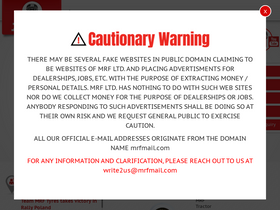 'mrftyres.com' screenshot