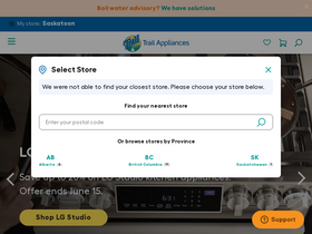 'trailappliances.com' screenshot
