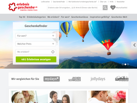 'erlebnisgeschenke.de' screenshot