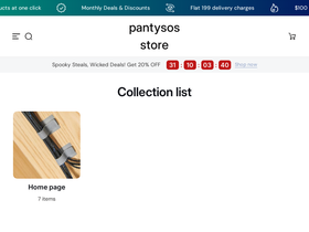 pantysos store website screenshot