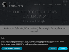 'photoephemeris.com' screenshot