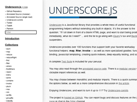 'underscorejs.org' screenshot
