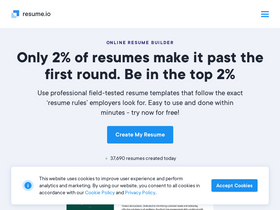 'resume.io' screenshot