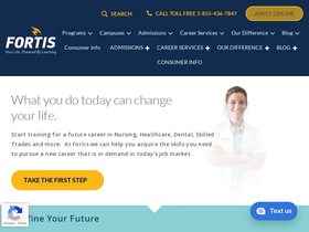 'fortis.edu' screenshot