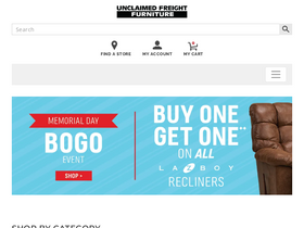 'unclaimedfreightfurniture.com' screenshot