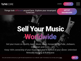 'tunecore.in' screenshot