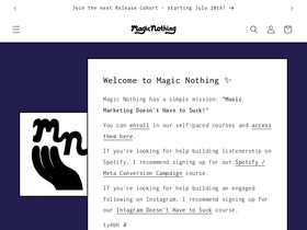 Magicnothing homepage screenshot