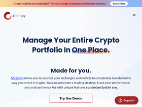 'shrimpy.io' screenshot