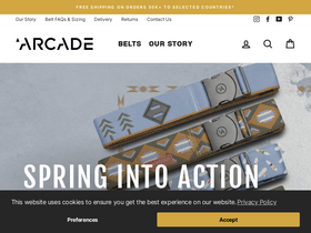 Arcade Belts EU homepage screenshot