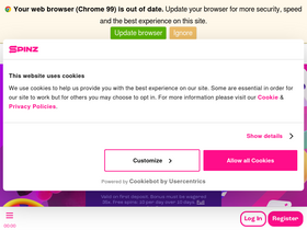 'spinz.com' screenshot