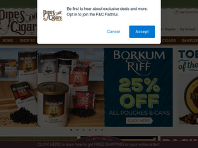 'pipesandcigars.com' screenshot