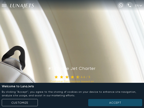'lunajets.com' screenshot