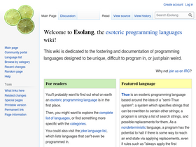 'esolangs.org' screenshot