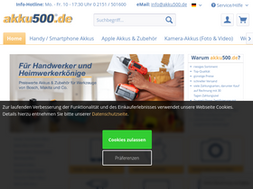 'akku500.de' screenshot