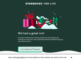 'starbucksforlife.com' screenshot