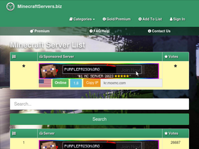 'minecraftservers.biz' screenshot