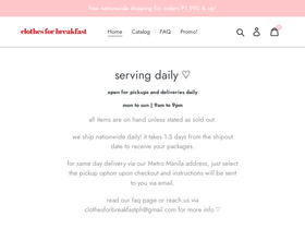 clothesforbreakfast.com homepage screenshot