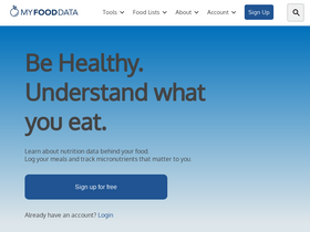 'myfooddata.com' screenshot