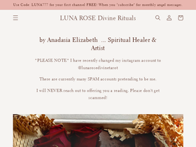 lunarosedivinerituals.com homepage screenshot