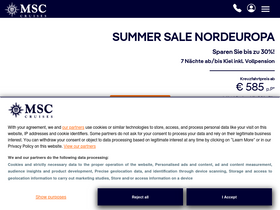 'msccruises.de' screenshot