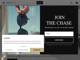 'serengeti-eyewear.com' screenshot