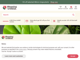 'bloomingartificial.co.uk' screenshot